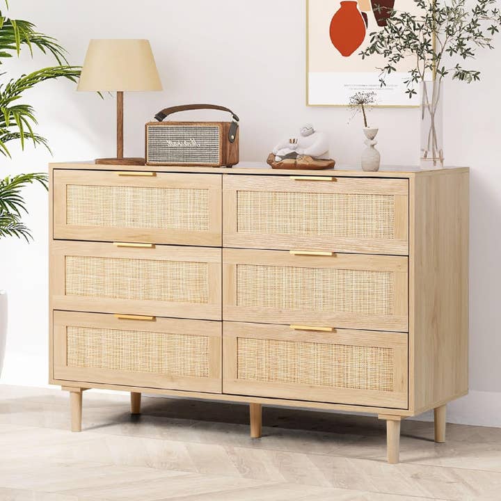 Natural Rattan Dresser with 6 Drawers – Olive & Sage Co Natural Rattan Dresser with 6 Drawers – Olive & Sage Co