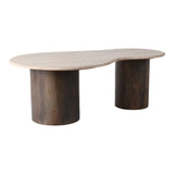 48 in. Brown Travertinetop Curvy Coffee Table