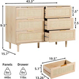 Natural Rattan Dresser with 6 Drawers