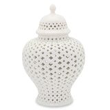 White Ceramic Ginger Jar Vase with Removable Lid