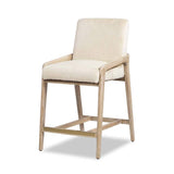 25.5" Solid Ash Wood Upholstered Counter Stool with Rope