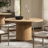 Charlotte 55" Round Fluted Dining Table Rubberwood
