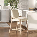 25.5" Solid Ash Wood Upholstered Counter Stool with Rope
