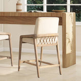 25.5" Solid Ash Wood Upholstered Counter Stool with Rope
