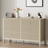 Beige 6 Drawer Dresser, Fluted Modern Wood Dresser