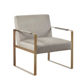 Modern Accent Chair with Antique Gold Metal Base