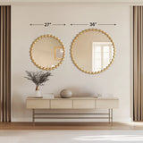 Round Iron Framed Wall Decor Mirror, Gold