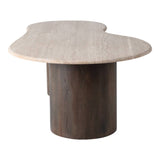 48 in. Brown Travertinetop Curvy Coffee Table