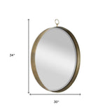 34" Gold Round Iron Framed Accent Mirror