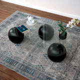 Glass Coffee Table Black Decorative Wooden Balls - Modern Center Table