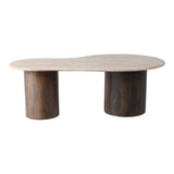 48 in. Brown Travertinetop Curvy Coffee Table