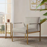 Modern Accent Chair with Antique Gold Metal Base