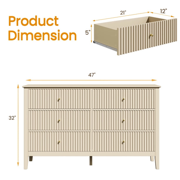 beige fluted dresser Wyatt Cream Wood Two Tone Fluted Dresser