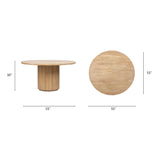 Charlotte 55" Round Fluted Dining Table Rubberwood