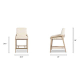 25.5" Solid Ash Wood Upholstered Counter Stool with Rope