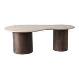 48 in. Brown Travertinetop Curvy Coffee Table