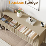 Beige 6 Drawer Dresser, Fluted Modern Wood Dresser
