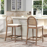 Panama 26.5" Curved Back Cane Rattan Counter Stool Set of 2