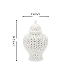 White Ceramic Ginger Jar Vase with Removable Lid