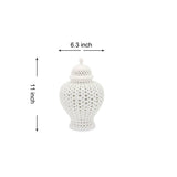 White Ceramic Ginger Jar Vase with Removable Lid