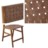Mid-Century Faux Leather Strapped 24" Counter Stool, Brown