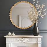 Round Iron Framed Wall Decor Mirror, Gold