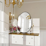 Irregular Wall Mirror 22X32 Black Asymmetrical Bathroom Mirror Wood Framed Modern Decorative Vanity Mirrors For Bedroom Living Room Entryway