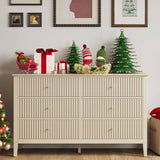 Beige 6 Drawer Dresser, Fluted Modern Wood Dresser