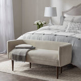 Cream Velvet Low Back Accent Bench For Entryway, Bedroom