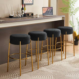 30" Tall, Round High Bar Stools, Set of 2 Contemporary Upholstered Dining Stools For Kitchens, Coffee Shops and Bar Stores Includes Sturdy Hardware Support Legs Black Foam