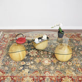 Glass Coffee Table Black Decorative Wooden Balls - Modern Center Table