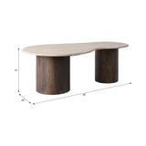 48 in. Brown Travertinetop Curvy Coffee Table