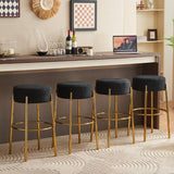 30" Tall, Round High Bar Stools, Set of 2 Contemporary Upholstered Dining Stools For Kitchens, Coffee Shops and Bar Stores Includes Sturdy Hardware Support Legs Black Foam