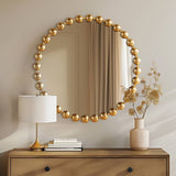 Round Iron Framed Wall Decor Mirror, Gold