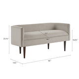 Cream Velvet Low Back Accent Bench For Entryway, Bedroom