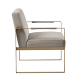 Modern Accent Chair with Antique Gold Metal Base