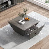 33.46" Exquisite Ladder Shaped Coffee Table For Office, Dining Room and Living Room,Gray Gray Mdf