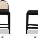 Panama 26.5" Curved Back Cane Rattan Counter Stool Set of 2