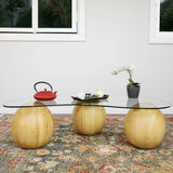 Glass Coffee Table Black Decorative Wooden Balls - Modern Center Table